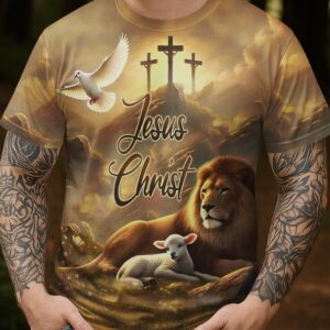 Alternative view of Sacrificed As A Lamb Returning As A Lion All Over Print T-shirt