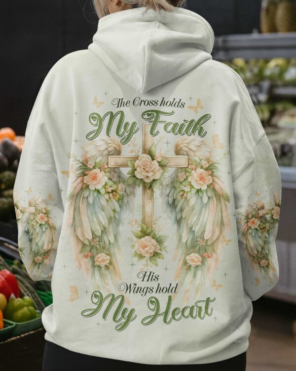 The Cross Holds My Faith His Wings Hold My Heart Shirt - Image 3