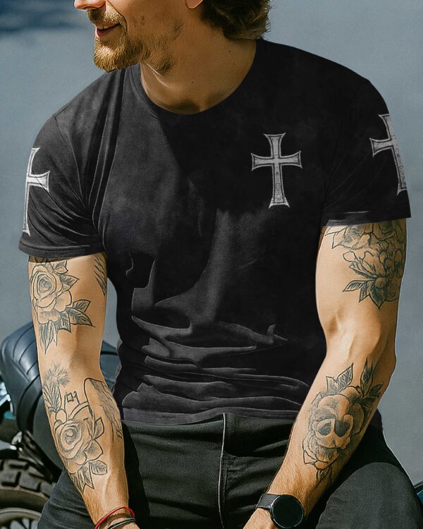 Two Wheels One Cross Eternal Freedom T-Shirt - Image 2