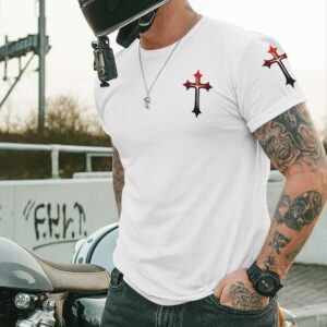 Alternative view of Never Underestimate A Man Who Prays And Rides T-Shirt