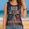 One Nation Under God Cut Out Wrap Back Tank Top