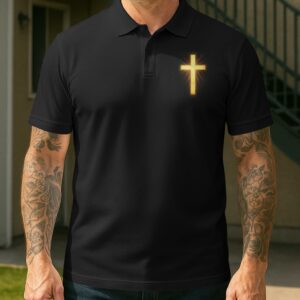 Alternative view of He Who Kneels Before God All Over Print Polo Shirt