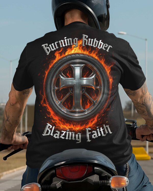 Burning Rubber Blazing Faith All Over Print T-Shirt - Image 5