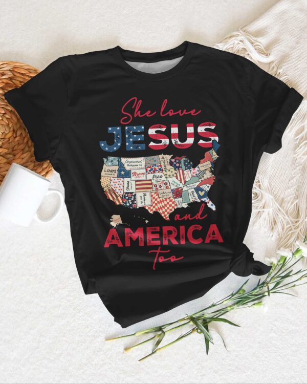 She Loves Jesus and America Too T-Shirt - Image 10