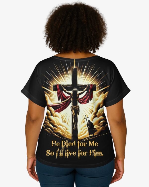 As He Lived For Me So I'll Live For Him All Over Print V-neck Dolman Sleeves Shirt - Image 3