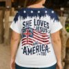 She Loves Jesus And America Too All Over Print V-neck Dolman Sleeves Shirt