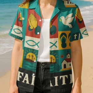 Alternative view of Faith Over Fear All Over Print Hawaiian Shirt