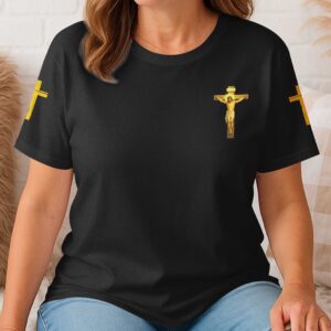 Alternative view of I Only Kneel For One Man And He Died On The Cross All Over Print T-shirt