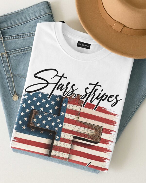 Stars, Stripes and Jesus Christ T-Shirt - Image 4