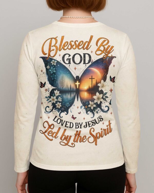 Blessed By God Loved By Jesus All Over Print V-neck Long Sleeves Shirt - Image 6