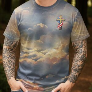 Alternative view of Red, White and Blessed All Over Print T-shirt