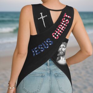 Alternative view of God Shed His Grace On Thee Cut Out Wrap Back Tank Top