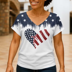Alternative view of She Loves Jesus And America Too All Over Print V-neck Dolman Sleeves Shirt