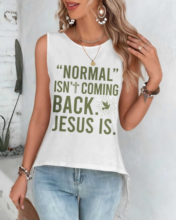 "Normal" Isn't Coming Back Cut Out Wrap Back Tank Top - Image 3