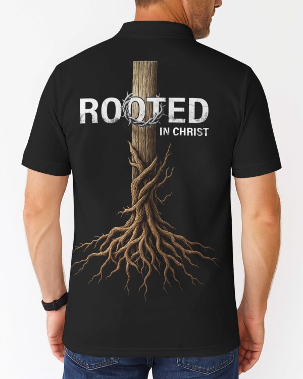 Rooted In Christ All Over Print Polo Shirt - Image 3