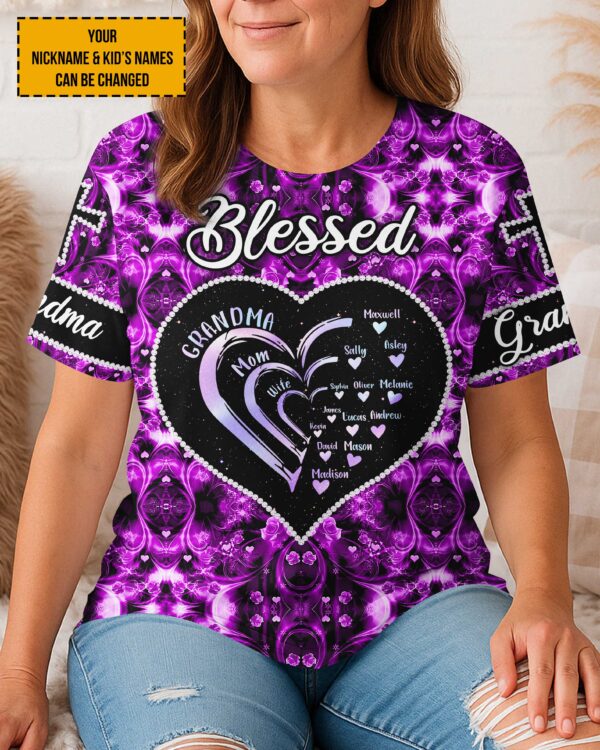 Blessed Grandma Mom Wife All Over Print Shirt - Image 2