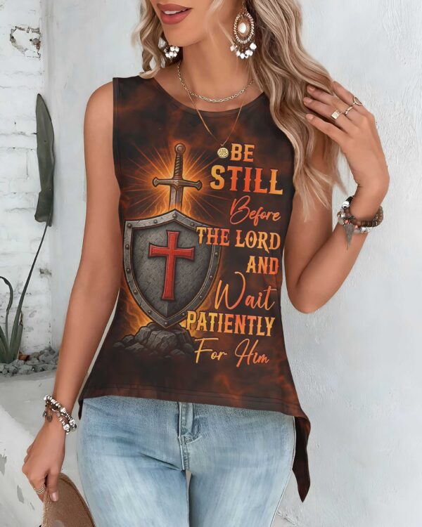 Be Still Before The Lord Cut Out Wrap Back Tank Top - Image 3