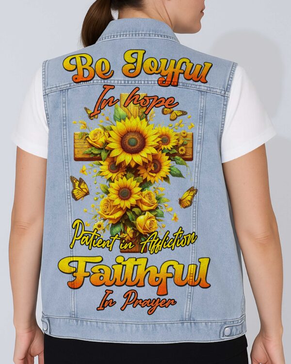 Be Joyful In Hope Sleeveless Denim Jacket - Image 3