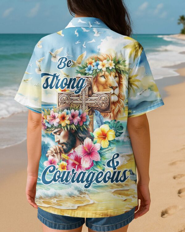Be Strong and Courageous Jesus Lion Hawaiian Shirt - Image 3