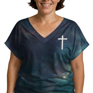 Alternative view of Christ In Me The Hope Of Glory All Over Print V-neck Dolman Sleeves Shirt
