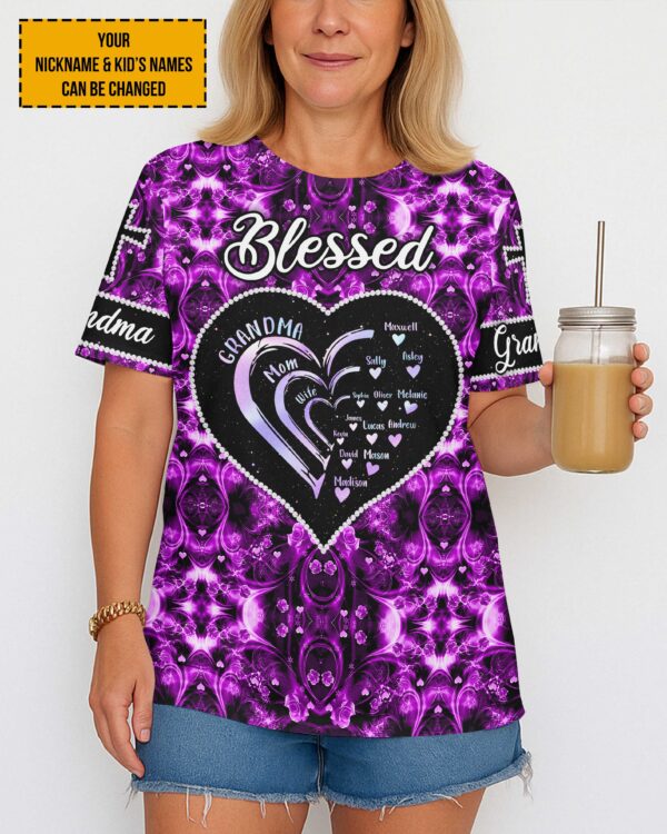 Blessed Grandma Mom Wife All Over Print Shirt - Image 3