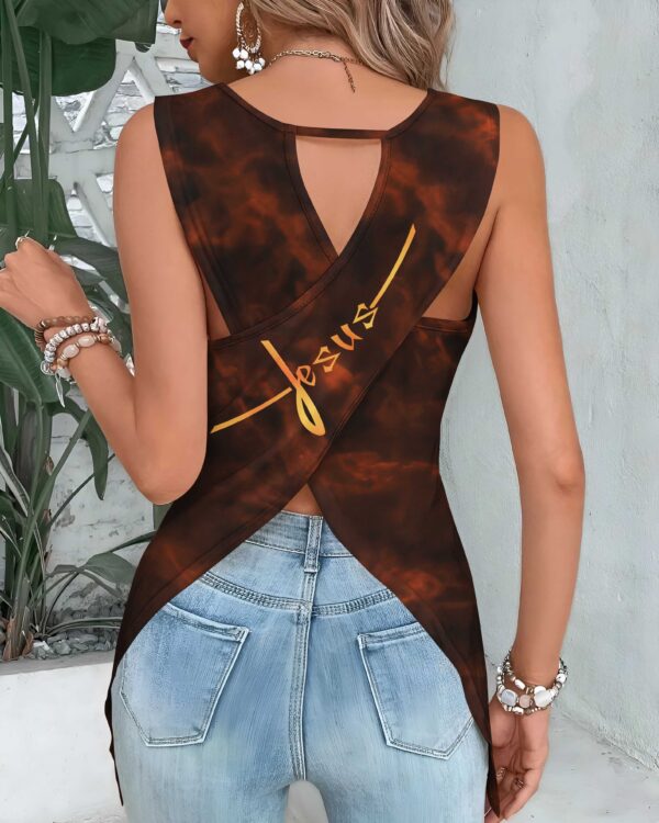 Be Still Before The Lord Cut Out Wrap Back Tank Top - Image 4