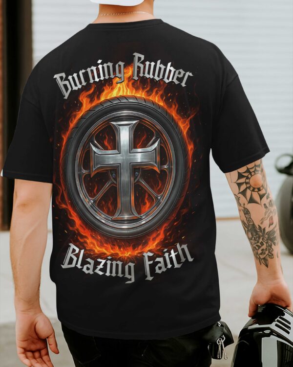 Burning Rubber Blazing Faith All Over Print T-Shirt - Image 3