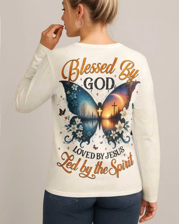 Blessed By God Loved By Jesus All Over Print V-neck Long Sleeves Shirt - Image 4