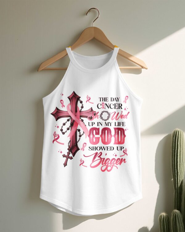 The Day Cancer Showed Up Rocker Tank Top - Image 2