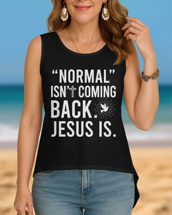 "Normal" Isn't Coming Back Cut Out Wrap Back Tank Top - Image 5