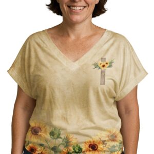 Alternative view of I Believe There Are Angels Among Us All Over Print V-neck Dolman Sleeves Shirt