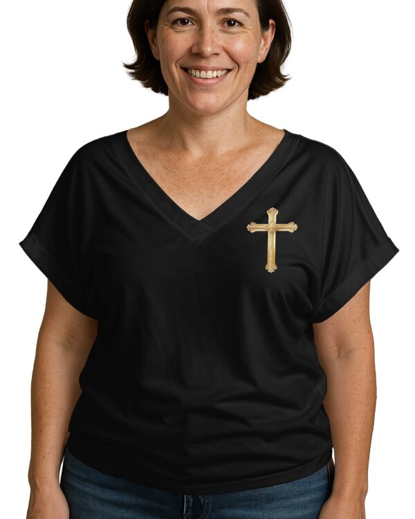 As He Lived For Me So I'll Live For Him All Over Print V-neck Dolman Sleeves Shirt - Image 2
