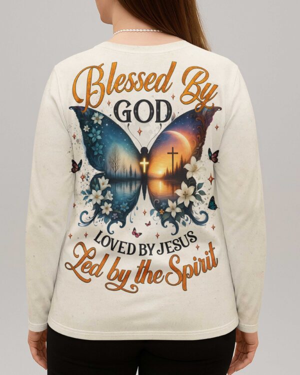 Blessed By God Loved By Jesus All Over Print V-neck Long Sleeves Shirt - Image 2