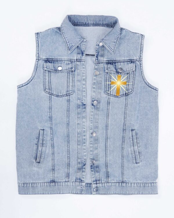 Be Still Before The Lord Sleeveless Denim Jacket - Image 6