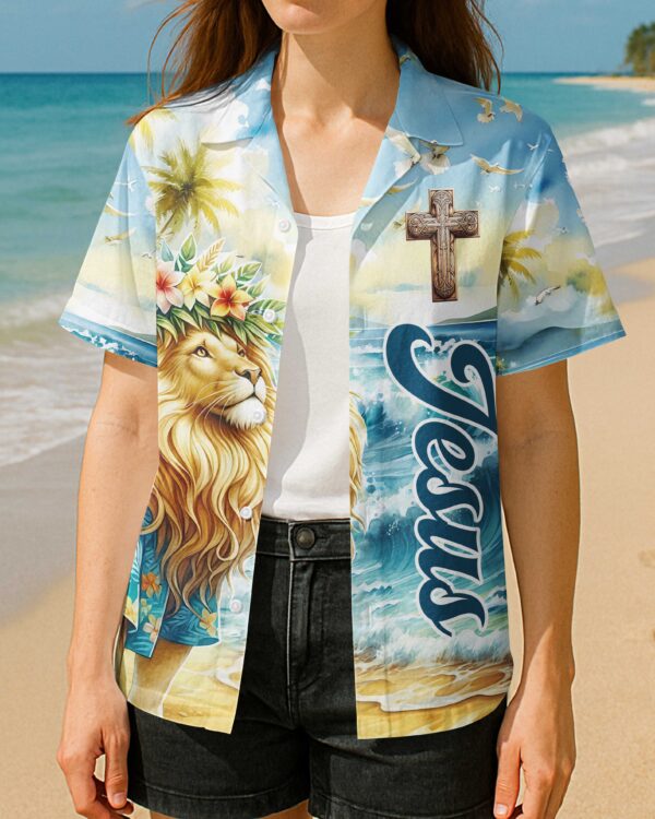 Be Strong and Courageous Jesus Lion Hawaiian Shirt - Image 5