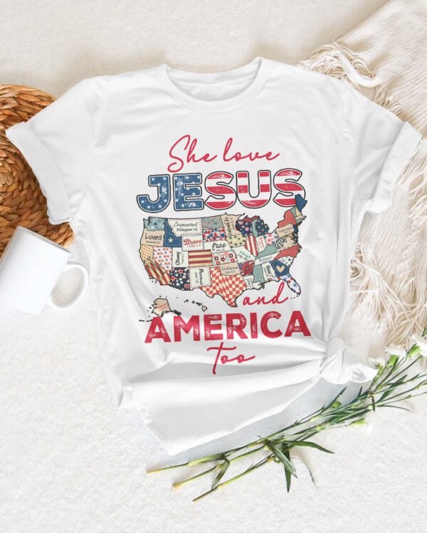 She Loves Jesus and America Too T-Shirt - Image 2