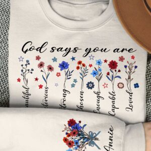 Alternative view of God Says You Are Sweater Gift For Her, Christian Sweater, Bible Verse