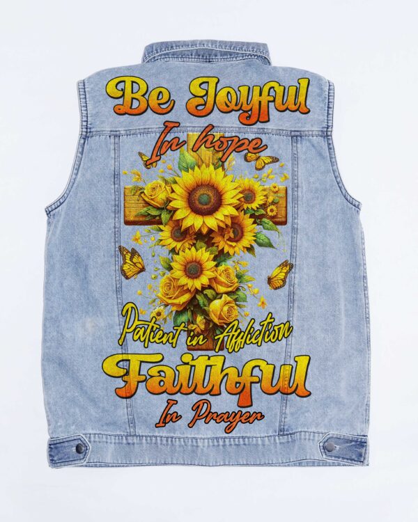 Be Joyful In Hope Sleeveless Denim Jacket - Image 6