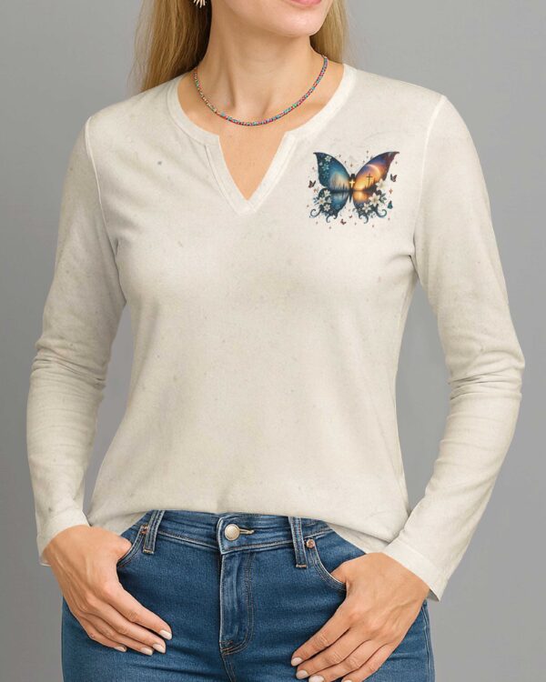 Blessed By God Loved By Jesus All Over Print V-neck Long Sleeves Shirt - Image 3