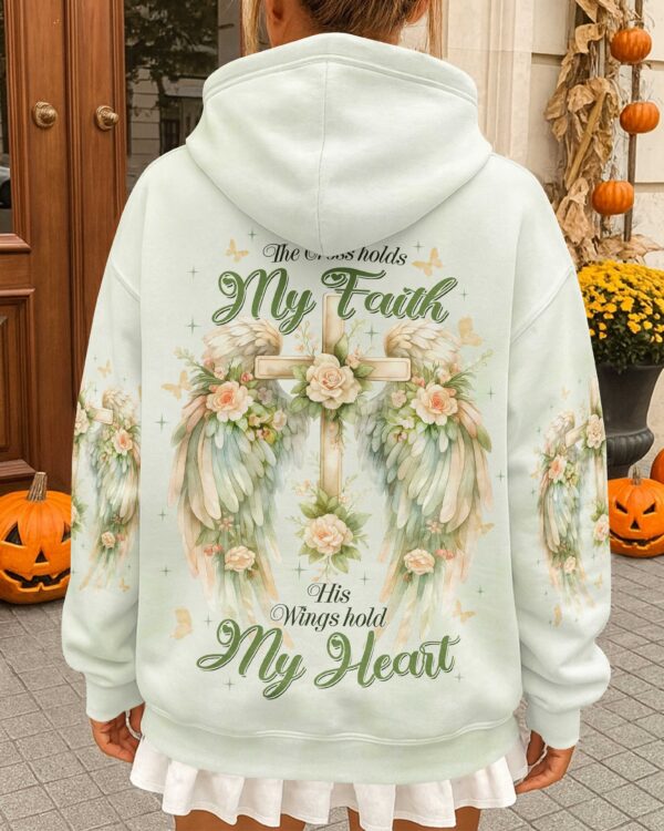 The Cross Holds My Faith His Wings Hold My Heart Shirt - Image 4