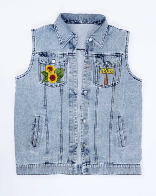Be Joyful In Hope Sleeveless Denim Jacket - Image 5