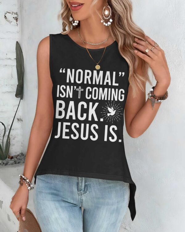 "Normal" Isn't Coming Back Cut Out Wrap Back Tank Top - Image 7