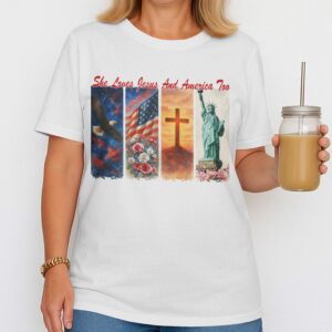 Alternative view of She Loves Jesus and America Too T-Shirt