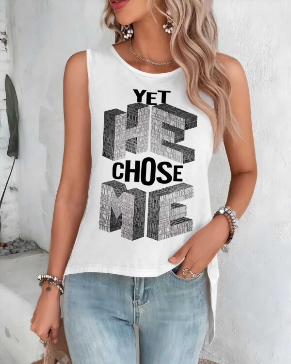 Yet He Chose Me Cut Out Wrap Back Tank Top - Image 4