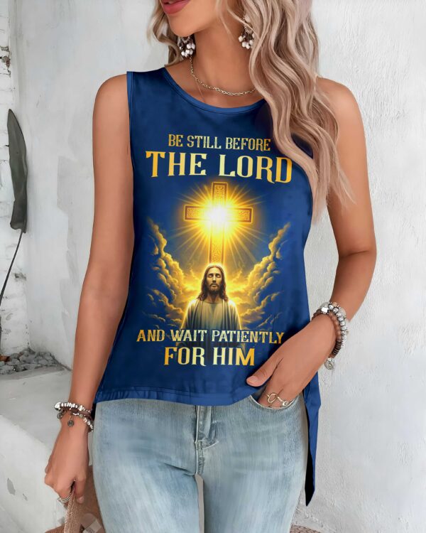 Be Still Before The Lord Cut Out Wrap Back Tank Top - Image 3