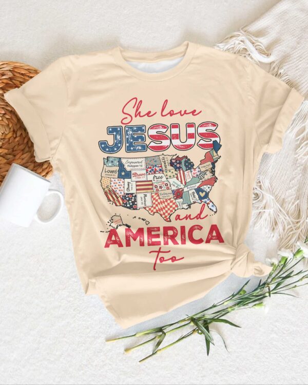 She Loves Jesus and America Too T-Shirt - Image 6