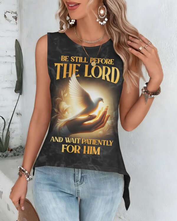 Be Still Before The Lord And Wait Patiently For Him All Over Print Cut Out Wrap Back Tank Top - Image 3