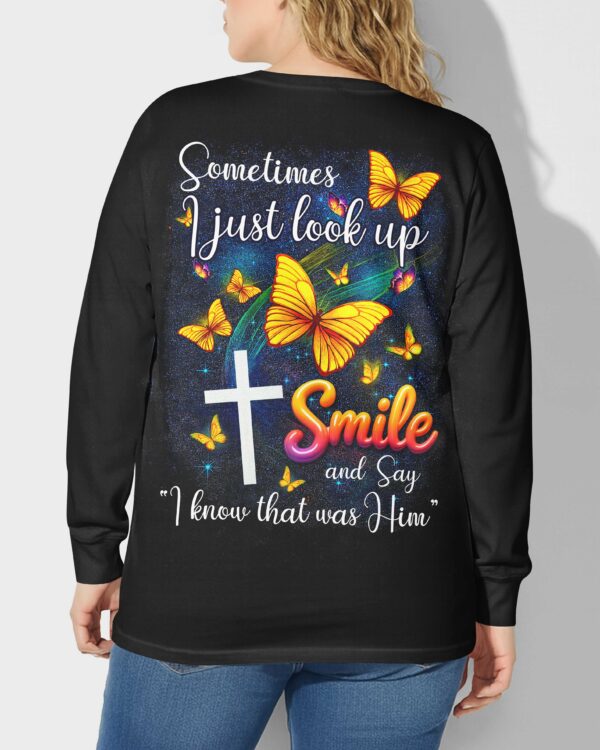 Sometimes I Just Look Up V-neck Long Sleeves Shirt - Image 3