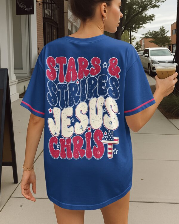 Stars And Stripes Jesus Christ All Over Print Jersey - Image 2