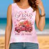 Breast Cancer Awareness All Over Print Crop Out Wrap Back Tank Top